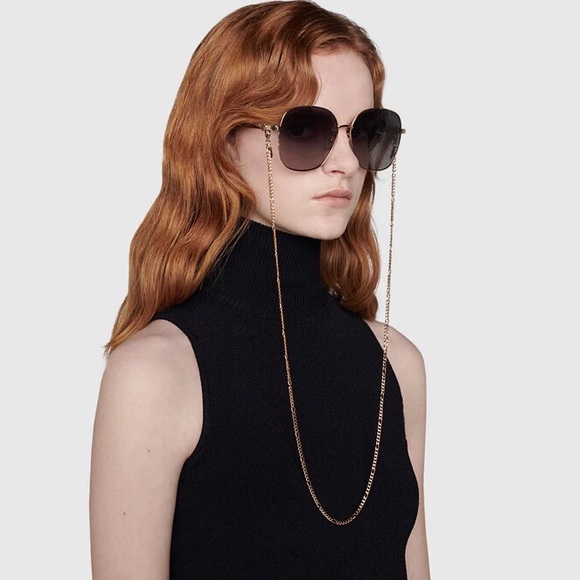LIKE NEW GUCCI GG1089SA 001 + CHAIN WOMEN’S SUNGLASSES GUCCI GG1089SA 001 - Picture 3 of 12